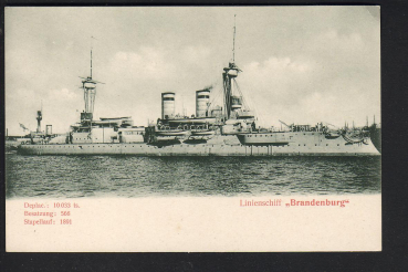 Stengel & Co. Postkarte des Linienschiffes Brandenburg - deutsche kaiserliche Marine
