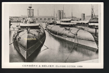 Postcard Cruiser / Ironclad Cerbére & Bélier 1869 !
