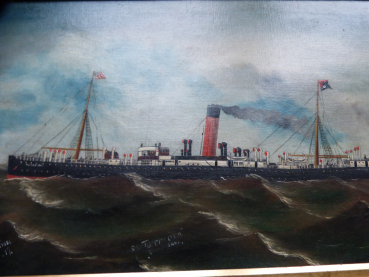 Oil Colour Painting by ??? : old Steamer Tuscarora 19....???