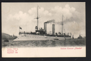 Stengel & Co. Postkarte des Kreuzers Thetis - kaiserliche Marine