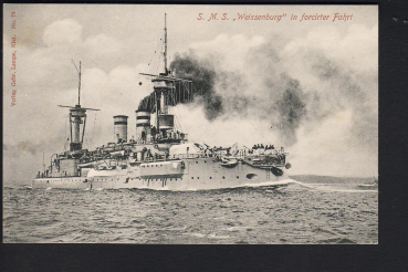 Gebr. Lempe Postkarte des Linienschiffes Weissenburg der kaiserlichen Marine !