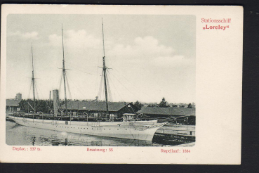 Stengel & Co. Postkarte des Stationsschiff Loreley - kaiserliche deutsche Marine !