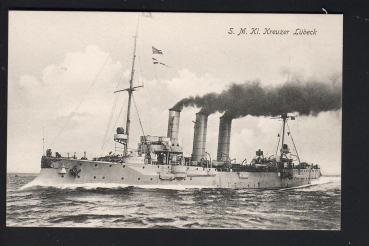 Gebr. Lempe Postkarte des kleinen Kreuzers Lübeck - kaiserliche Marine