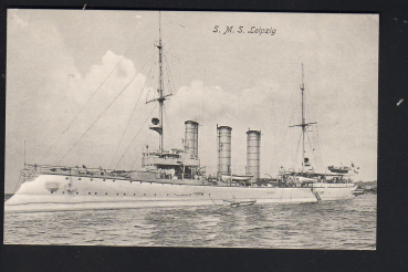 Gebr. Lempe Postkarte des kleinen Kreuzers Leipzig - kaiserliche Marine