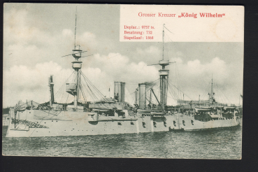 Stengel Postkarte des großen Kreuzers König Wilhelm der kaiserlichen Marine