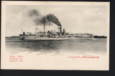 Stengel Postkarte des Linienschiff Württemberg 1878 !