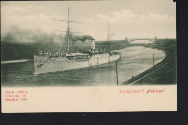 Stengel Postkarte des Transportschiffes Pelikan von 1890 !