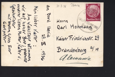 Preview: Postkarte des HAPAG Dampfers Iberia , gelaufen als Seepost 1936 !