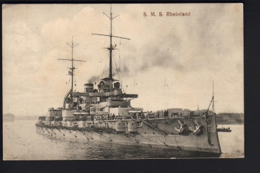 Postkarte des Schlachtschiffes Rheinland !