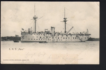 Postkarte Artillerie Schulschiff Mars !  1. WW Vorläufer