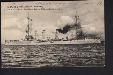 Gebr. Lempe Postkarte des Kreuzers Nürnberg mit MSP 160 !