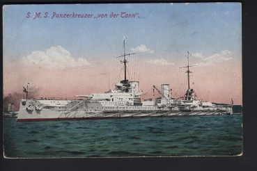Postkarte des Schlachtkreuzers Von der Tann , kaiserliche Marine ! Marine Schiffspost Nr. 107
