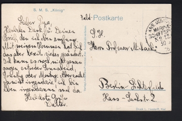 Preview: Künstler Postkarte des Schlachtschiffes König , kaiserliche Marine ! Marine Schiffspost