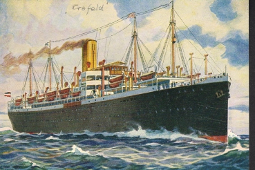 Postkarte des Dampfers Crefeld des Norddeutschen Lloyd  !