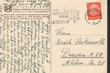 Postcard of the Steamer Helgoland / HAPAG !
