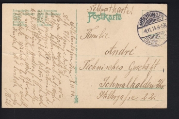 Postcard Battleship Oldenburg 1. WW ! Imperial Navy , Fieldpost 1914