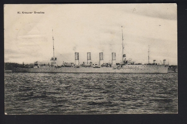 Postkarte des kleinen Kreuzers Breslau - Marine Briefstempel 1915