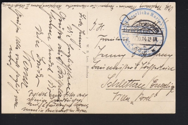 Postkarte des kleinen Kreuzers Breslau - Marine Briefstempel 1915