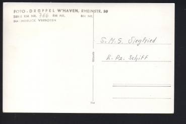 Postkarte des Panzerschiff Siegfried , kaiserliche Marine !