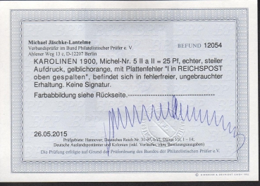 German Colony Karolinen Nr. 5 II a , proofed !