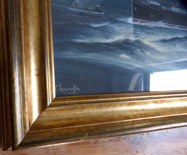 Oil Colour Painting by C. Kensington : British Steamer Rotorua - New Zealand Shipping Co.