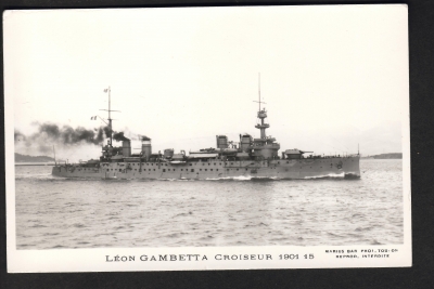 Postcard Cruiser Leon Gambetta - 1. WW !