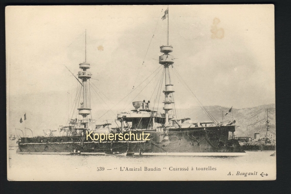 Postkarte französisches Panzerschiff L Amiral ( Admiral ) Baudin !