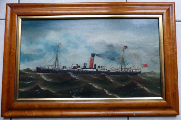 Oil Colour Painting by ??? : old Steamer Tuscarora 19....???