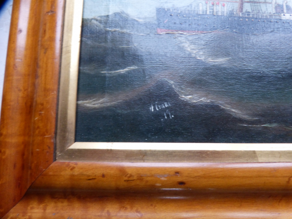 Oil Colour Painting by ??? : old Steamer Tuscarora 19....???