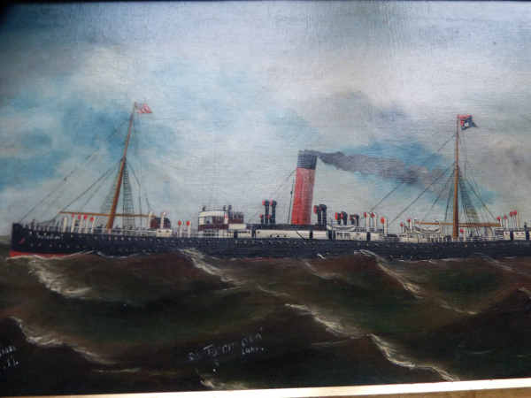Oil Colour Painting by ??? : old Steamer Tuscarora 19....???