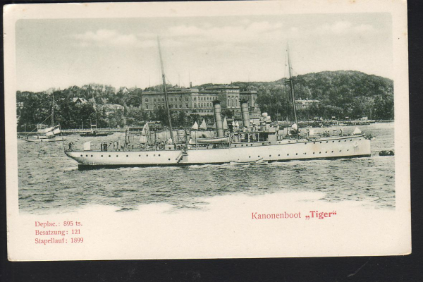 Stengel & Co. Postkarte des Kanonenboot Tiger - kaiserliche Marine