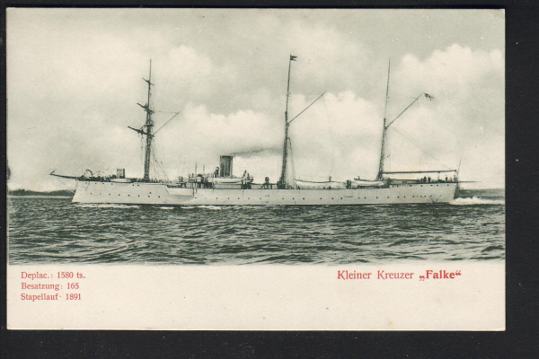 Stengel & Co. Postkarte des kleinen Kreuzers Falke - deutsche kaiserliche Marine
