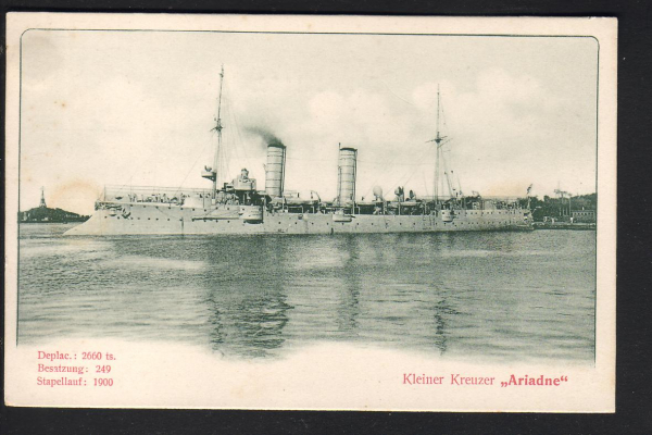 Postcard Cruiser Ariadne - german imperial Navy 1900