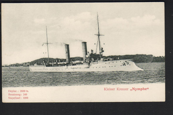 Stengel & Co. Postkarte des kleinen Kreuzers Nymphe - deutsche kaiserliche Marine 1899