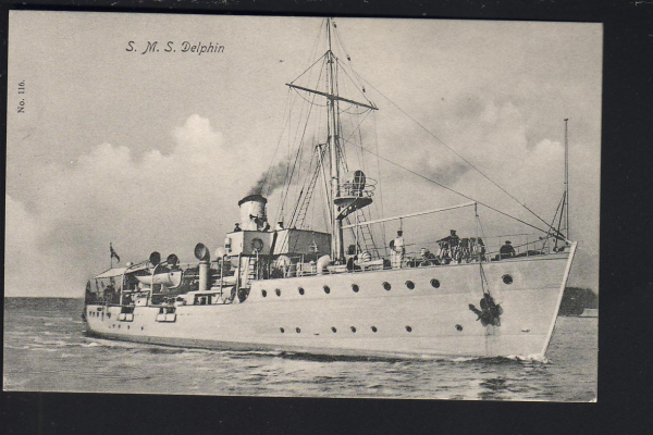 Postcard : german small Tender Delphin - imperial Navy !