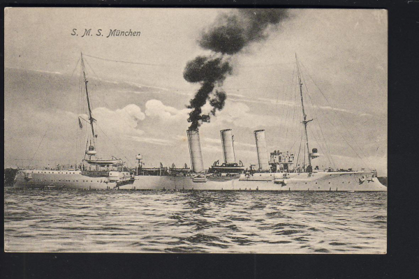 Postcard Cruiser München 1.WW  - german imperial Navy