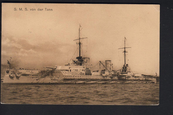 Postkarte des Schlachtreuzers Von der Tann - Kaiserliche Marine - Marinepost
