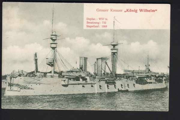 Stengel Postkarte des großen Kreuzers König Wilhelm der kaiserlichen Marine