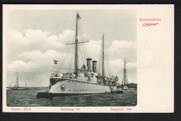 Stengel Postkarte des Kanonenbootes Jaguar der deutschen kaiserlichen Marine !
