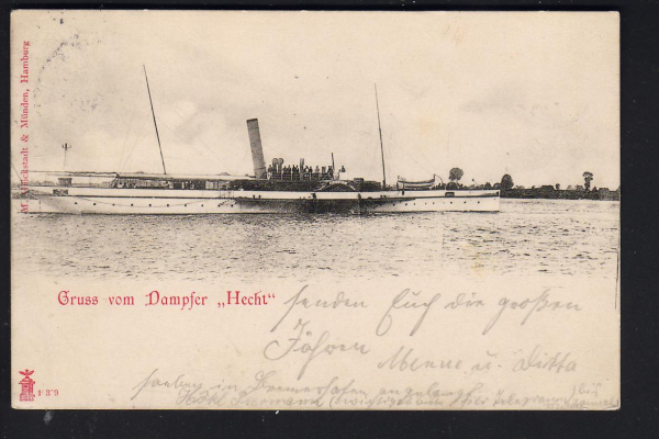 Postkarte des Ausflugsdampfers / Raddampfer Hecht !