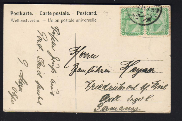 Postkarte des Dampfers Neckar des Norddeutschen Lloyd ! Gruß von Bord