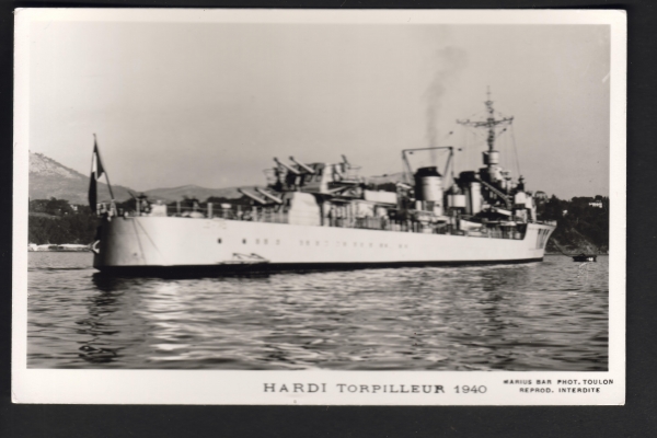 Postcard French Destroyer Hardi of 1940 !