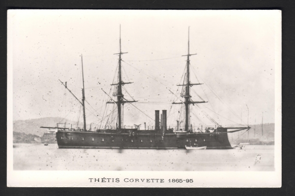 Postcard French Corvette Thetis of 1865 !