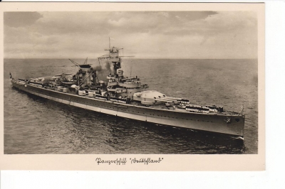 Postcard Pocket Battleship Deutschland!