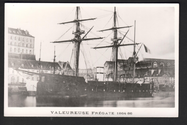 Postcard French Frigate Valeuveuse , build 1864 !
