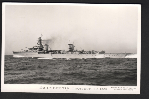 Postcard French Cruiser Emile Bertin of 1939 !