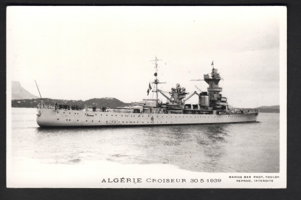 Postcard French Cruiser Algeric 1939 !