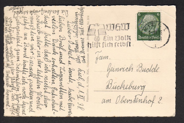 Postcard Training - Ship Bremse , Kriegsmarine  !