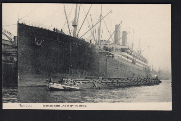 Postcard of the Steamer Amerika in Hamburg / HAPAG !