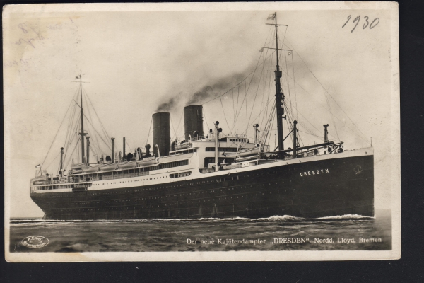 Postkarte des Dampfers Dresden des Norddeutschen Lloyd  !